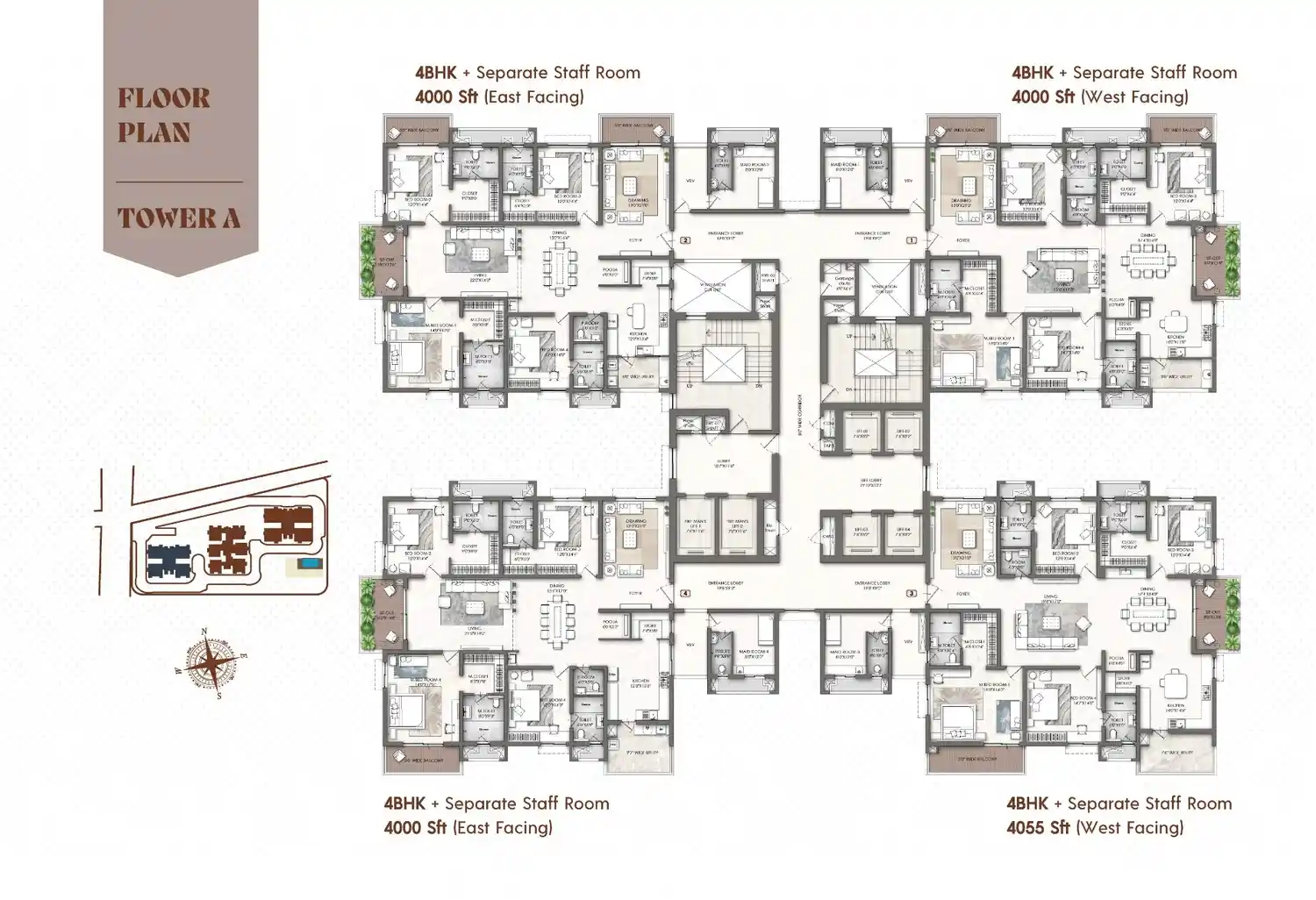 4 BHK floor plan Agami Legends