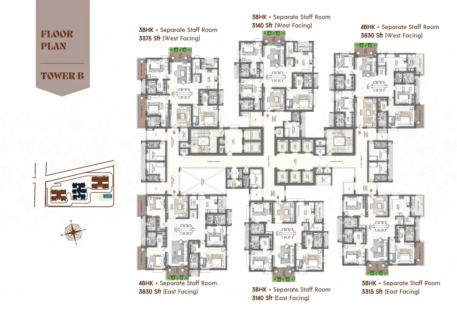 3 BHK floor plan Agami Legends