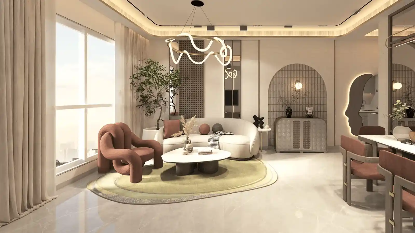 Spacious living room design at Agami Legends Bandra East